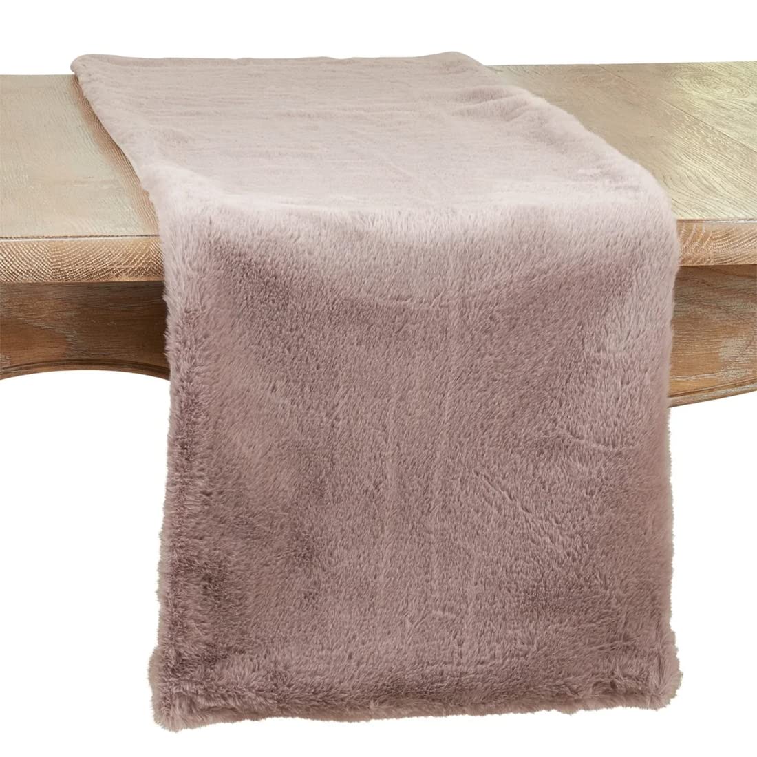 Fennco Styles Faux Rabbit Fur Table Runner – 14 x 72 Inch