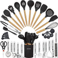 35-Piece Kitchen Utensil Set with Wooden Handles