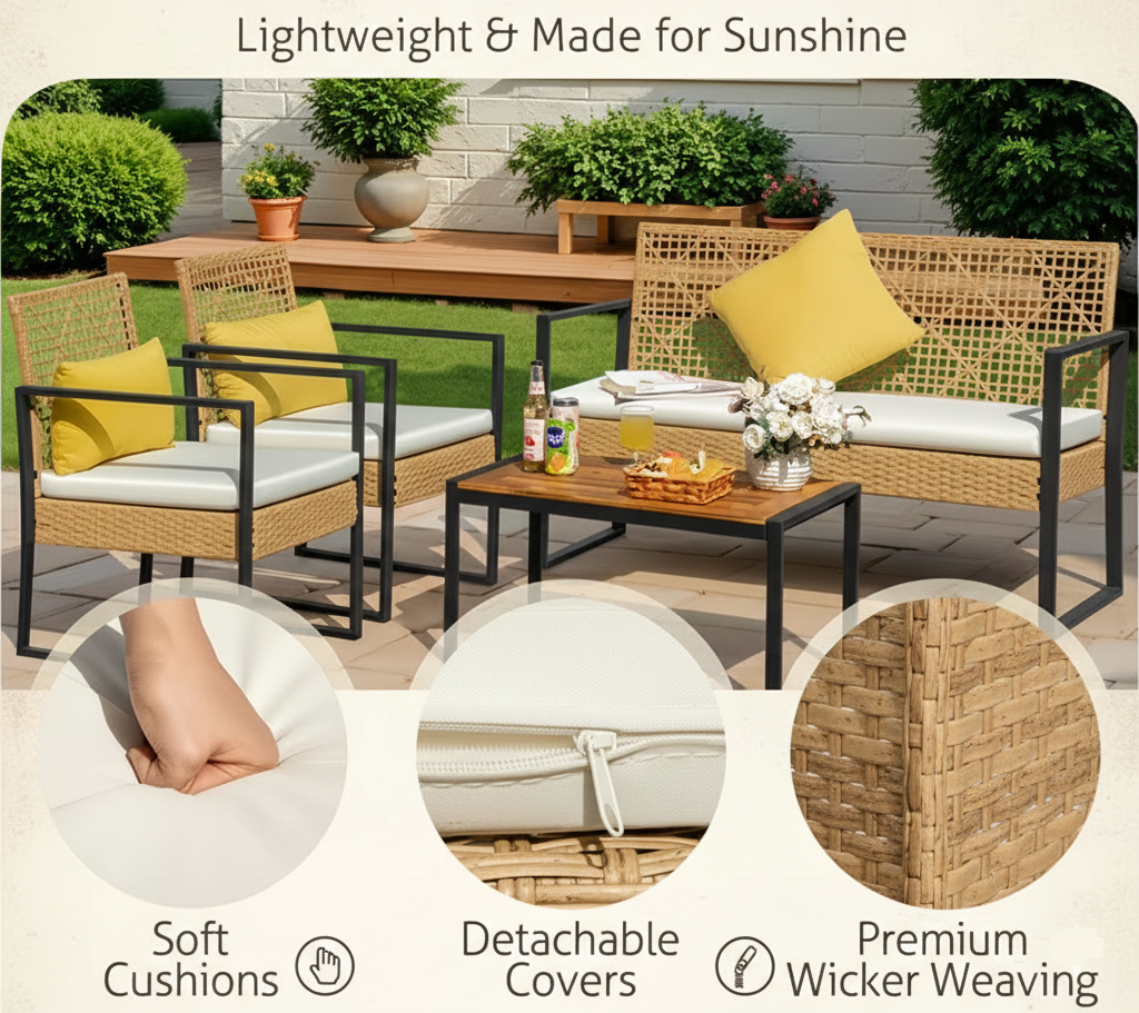 4-Piece Outdoor Patio Furniture Set – Multiple Styles