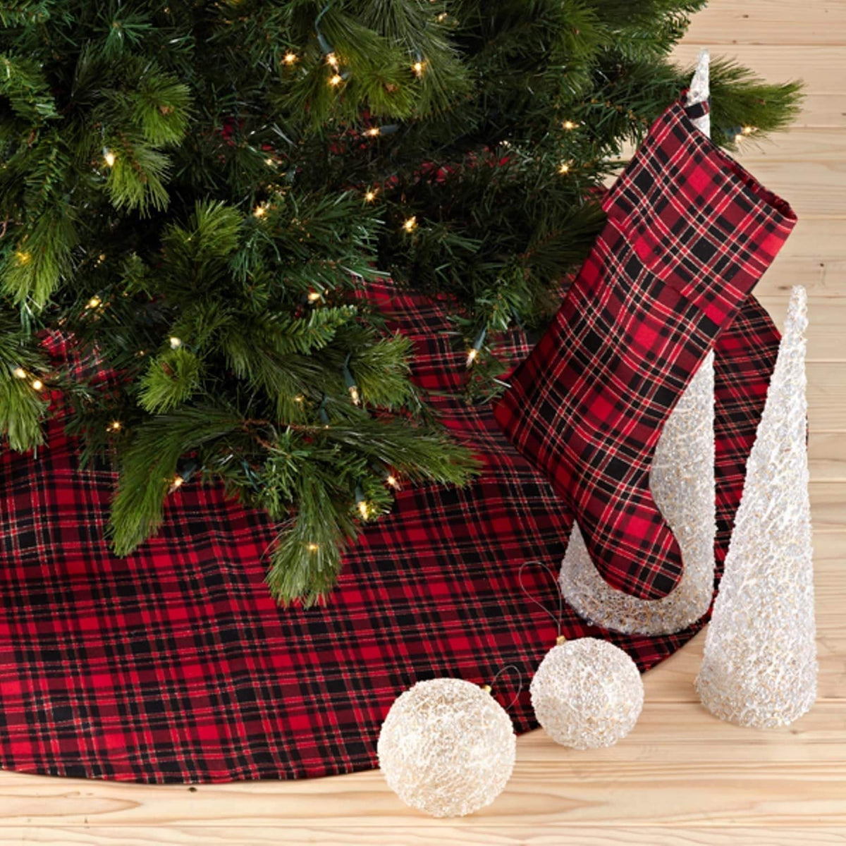 Fennco Styles Red & Black Tartan Plaid Christmas Tree Skirt