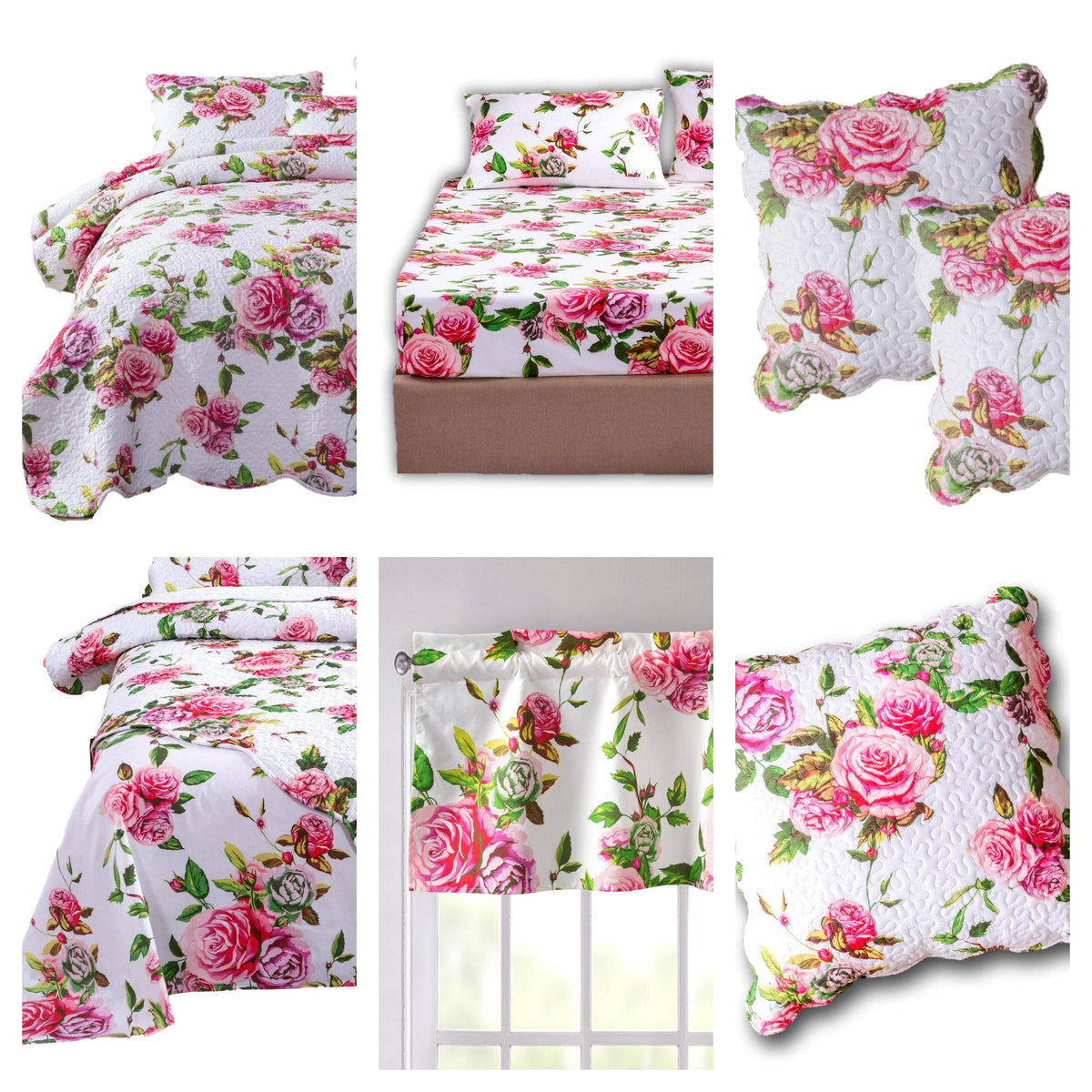 DaDa Bedding Romantic Roses Bed-in-a-Bag Set – Pink