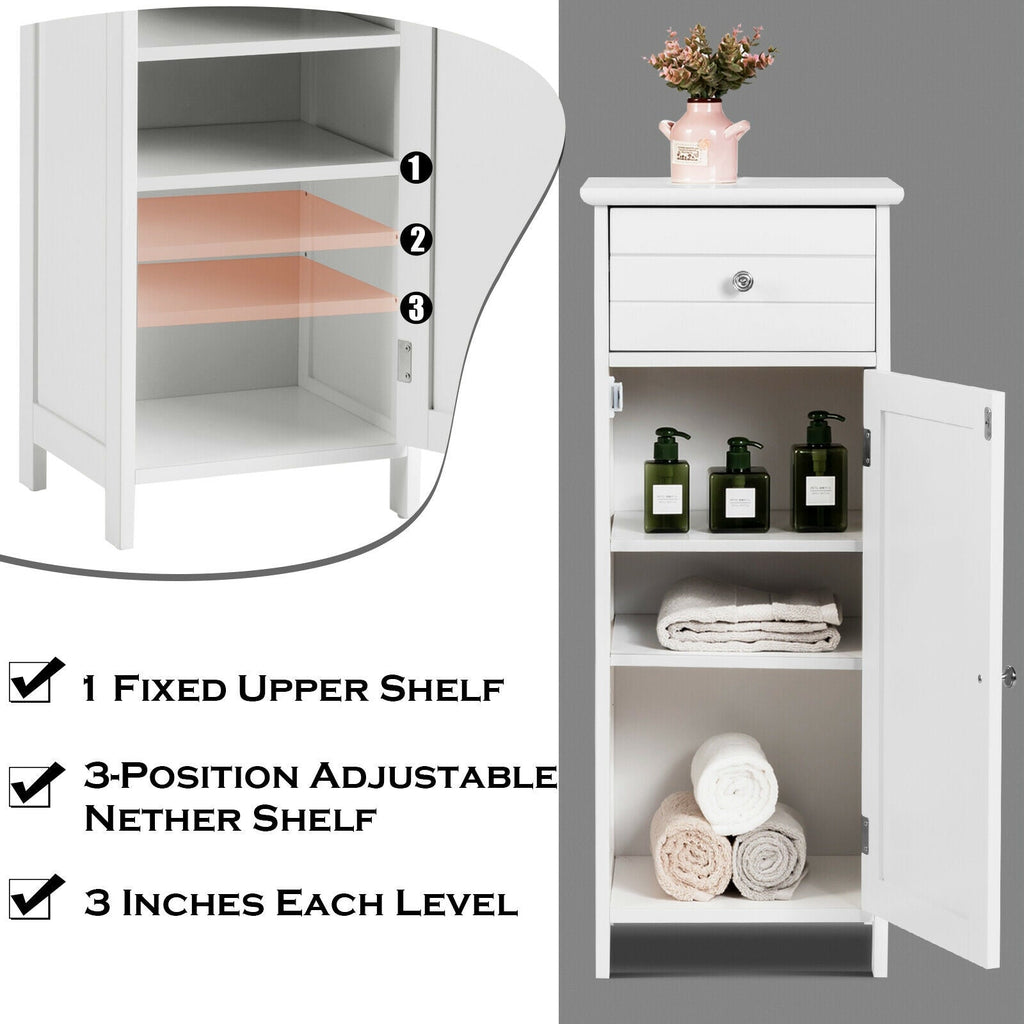 Bathroom Storage Cabinet with Drawer & Adjustable Shelf