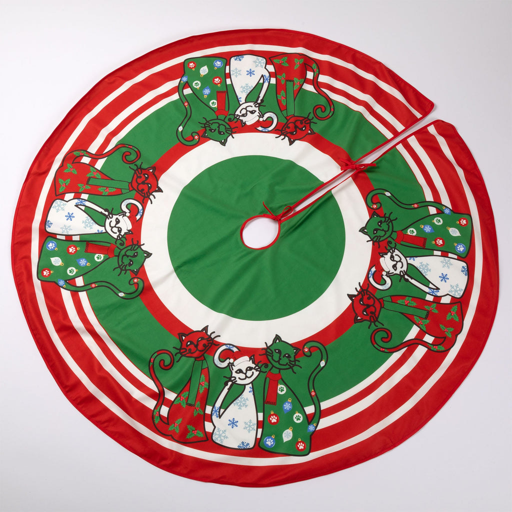 Pets & Paws Christmas Tree Skirt – Buffalo Plaid, Dog or Cat