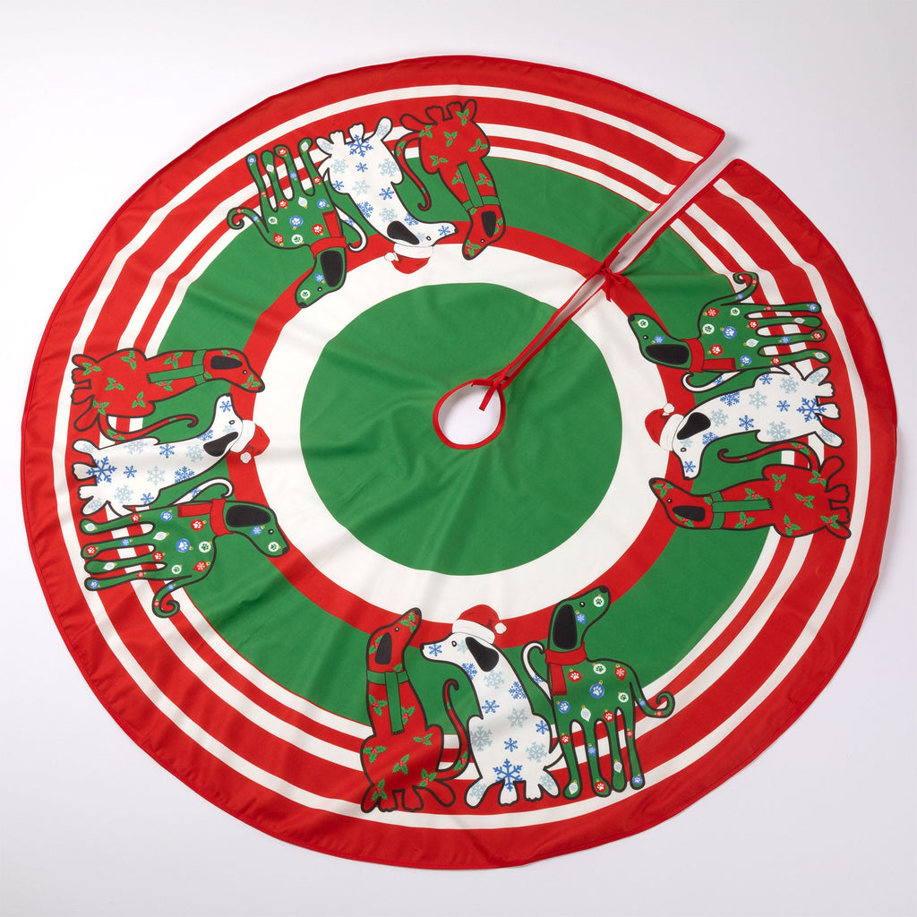 Pets & Paws Christmas Tree Skirt – Buffalo Plaid, Dog or Cat