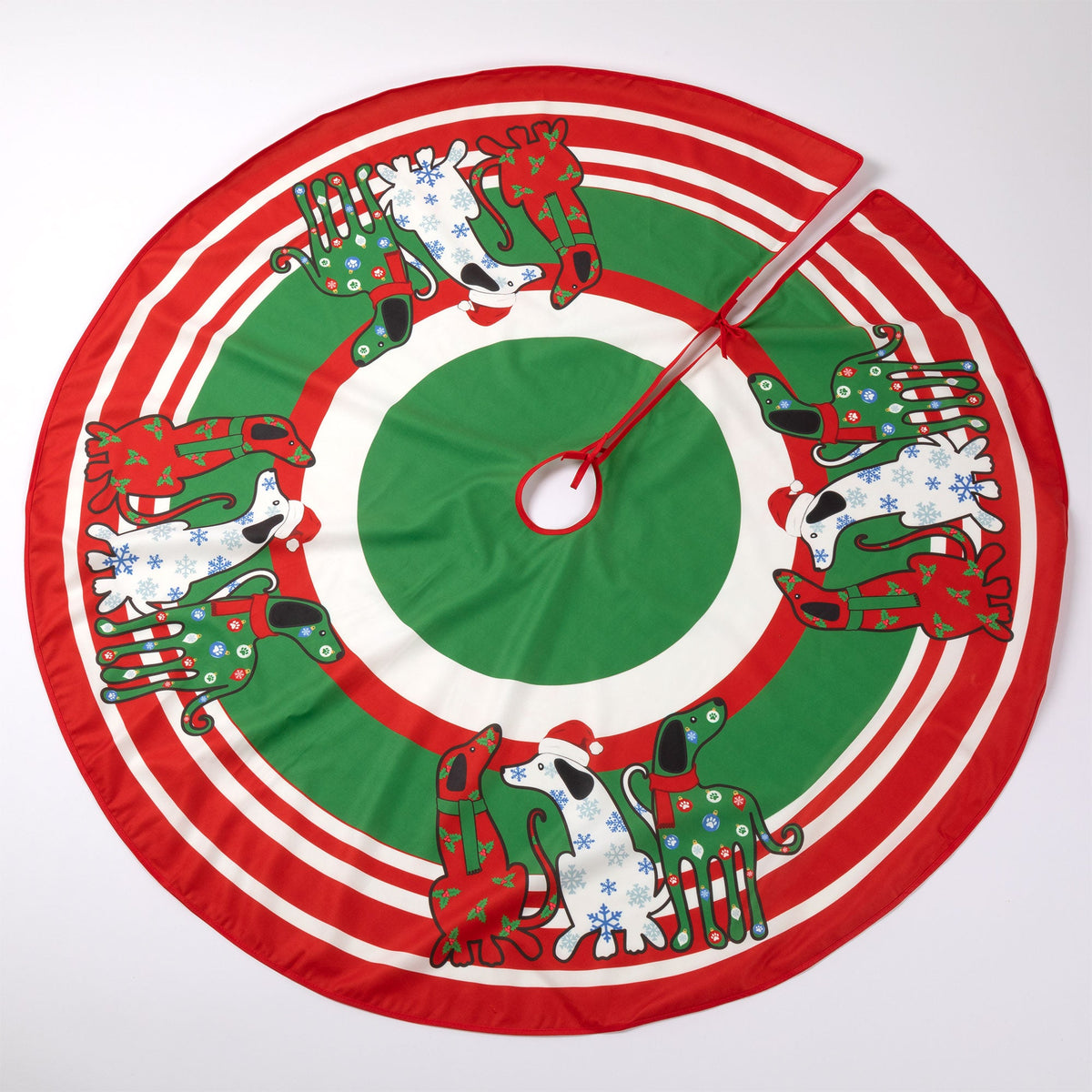 Pets & Paws Christmas Tree Skirt – Buffalo Plaid, Dog or Cat