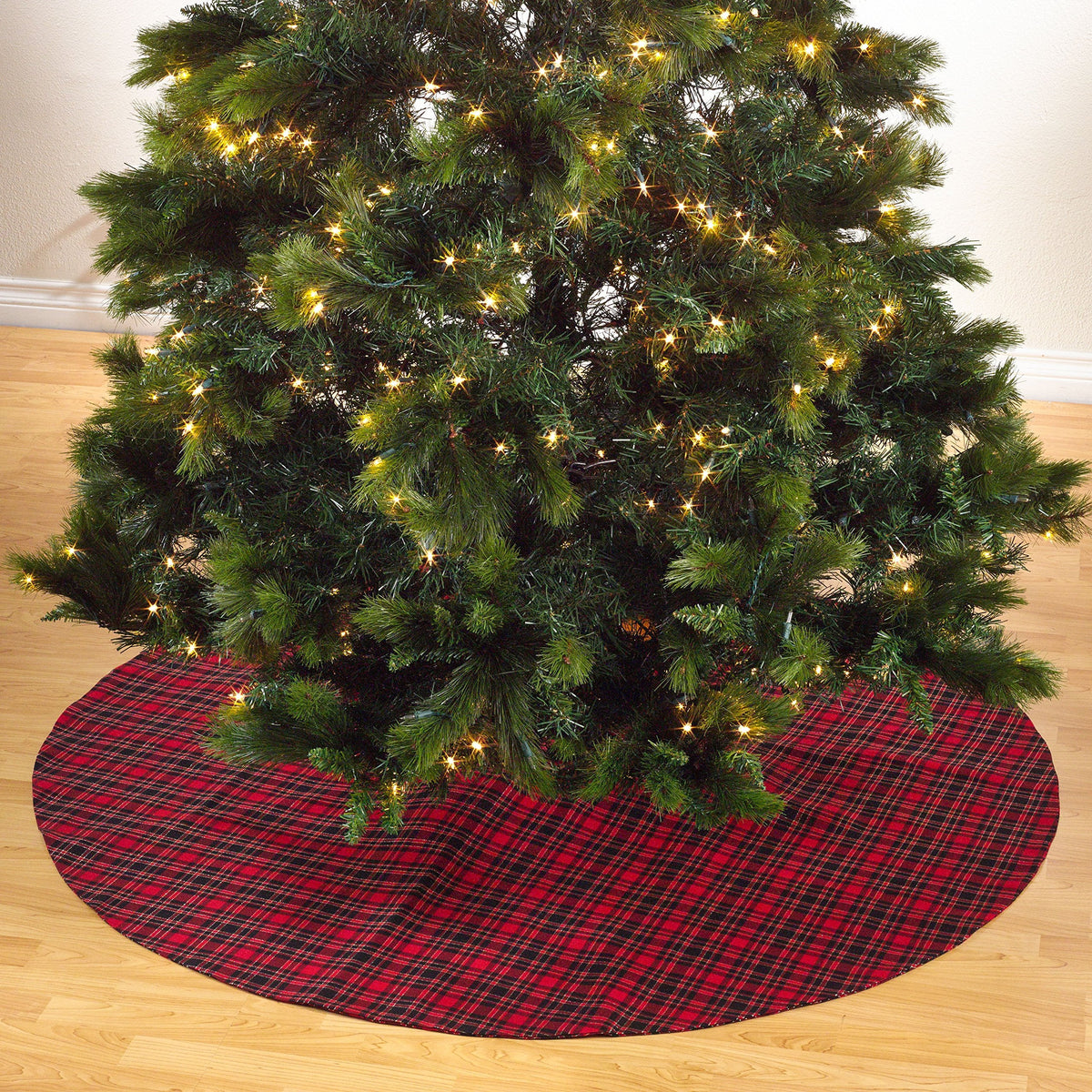 Fennco Styles Red & Black Tartan Plaid Christmas Tree Skirt