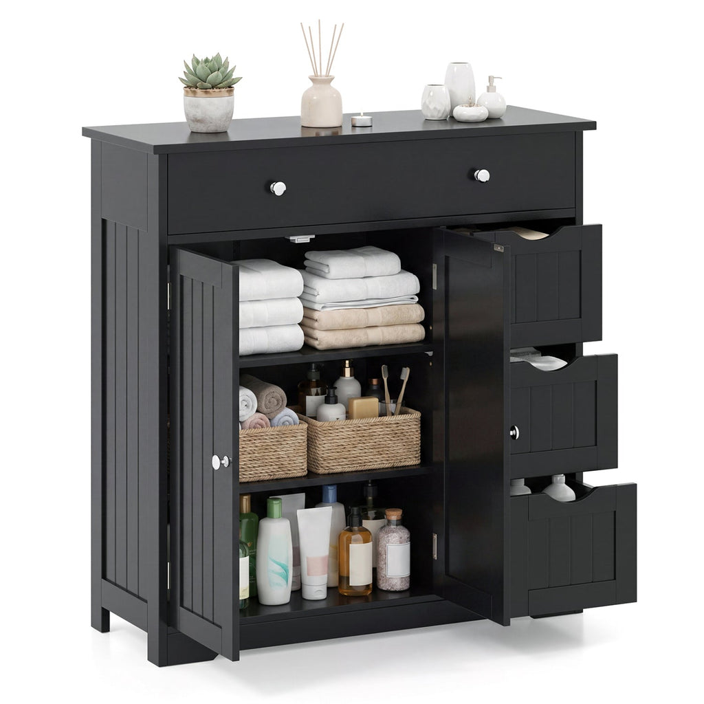 Bathroom Floor Cabinet with 4 Drawers & 2 Doors