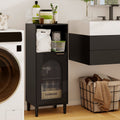 Bathroom Floor Cabinet with Glass Door & Adjustable Shelf