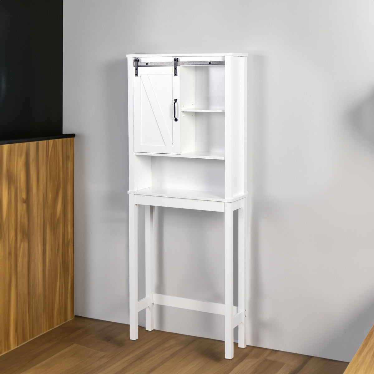Barn Door Over-the-Toilet Cabinet – White