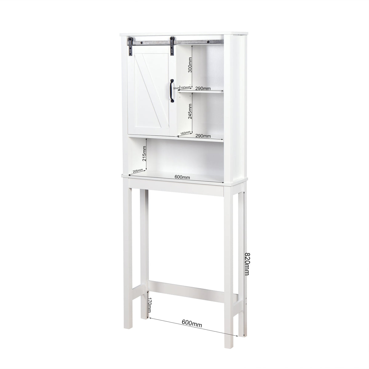 Barn Door Over-the-Toilet Cabinet – White