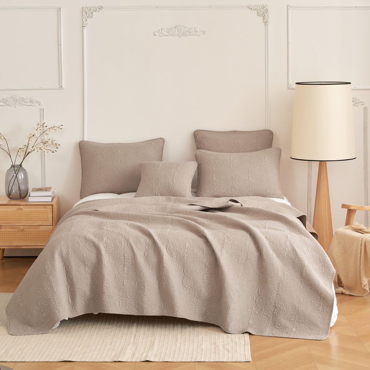 DaDa Bedding Sand Dollar Cotton Bedspread Set – Beige