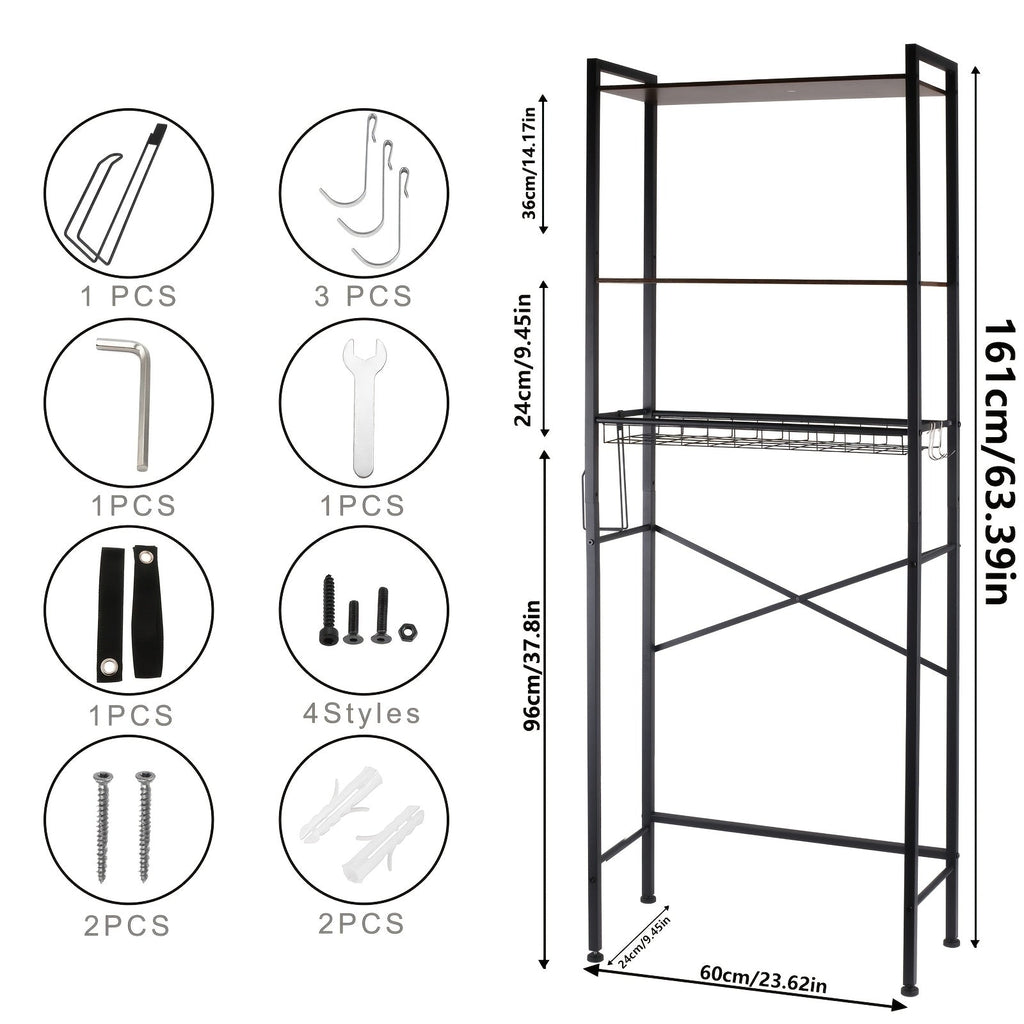 Over-the-Toilet Storage Rack – 4 or 5 Tiers