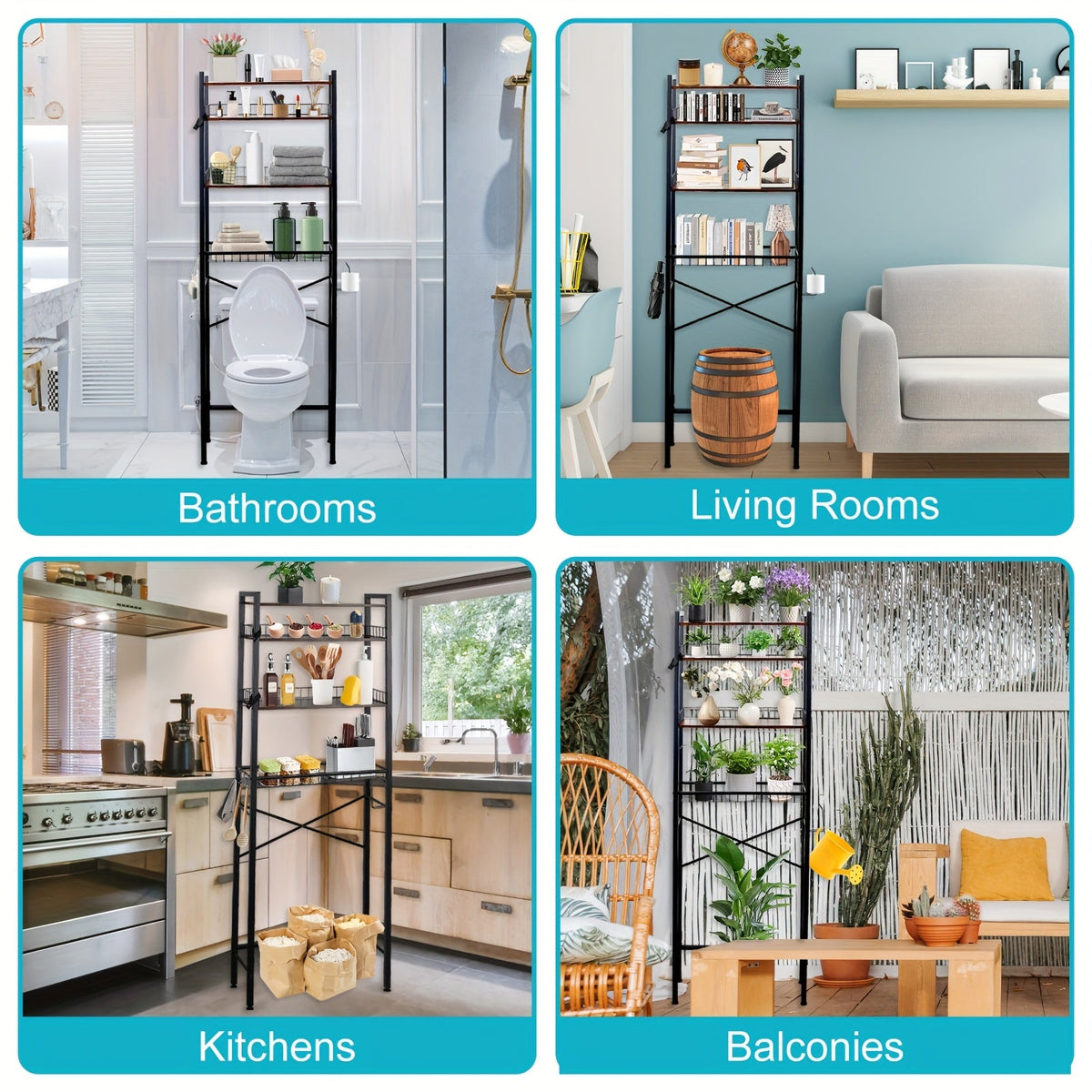 Over-the-Toilet Storage Rack – 4 or 5 Tiers
