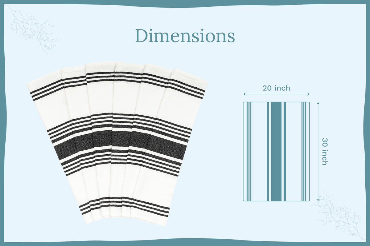 Striped Cotton Kitchen Towels – Set of 6