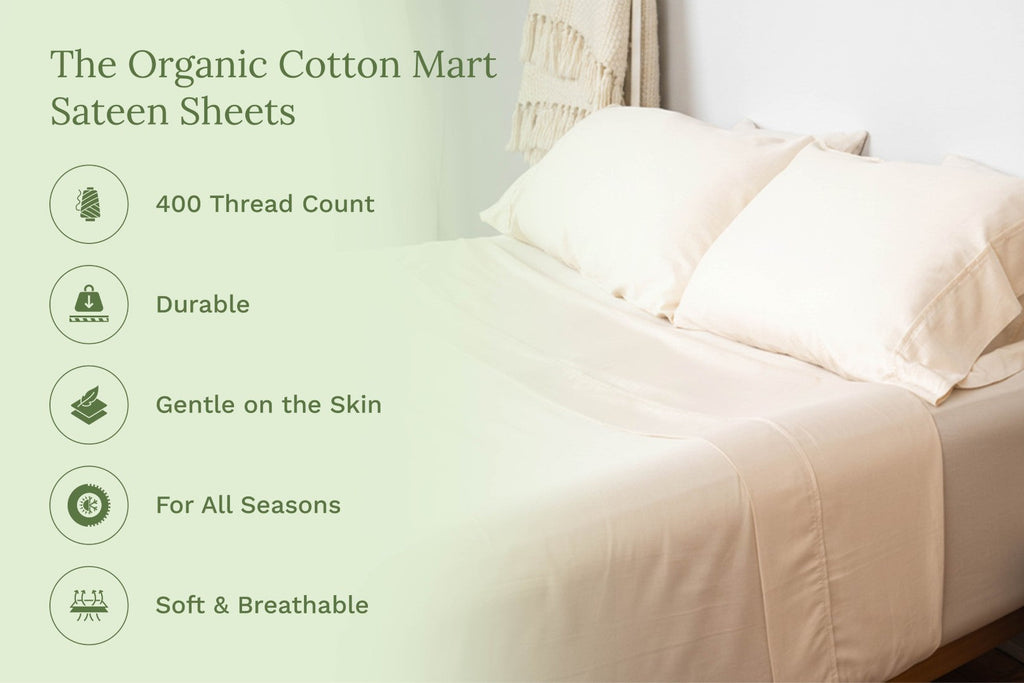 Organic Cotton Mart Sateen Cotton Sheet Set