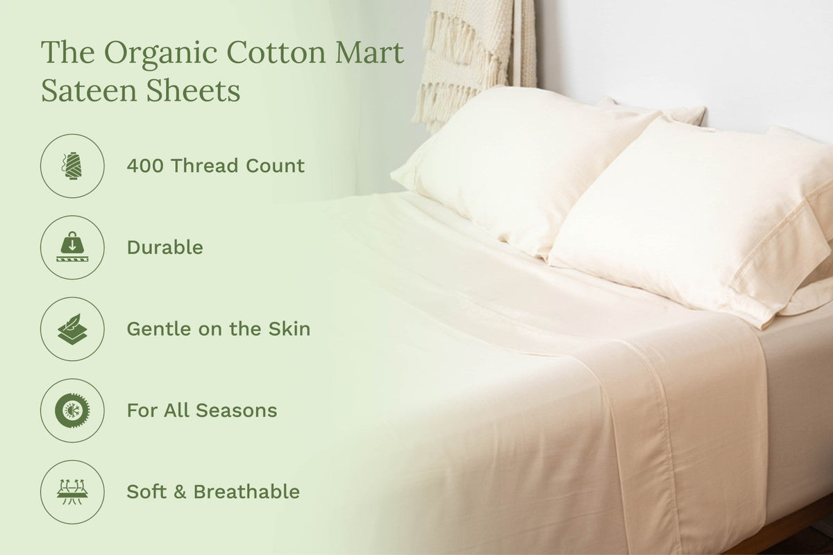 Organic Cotton Mart Sateen Cotton Sheet Set