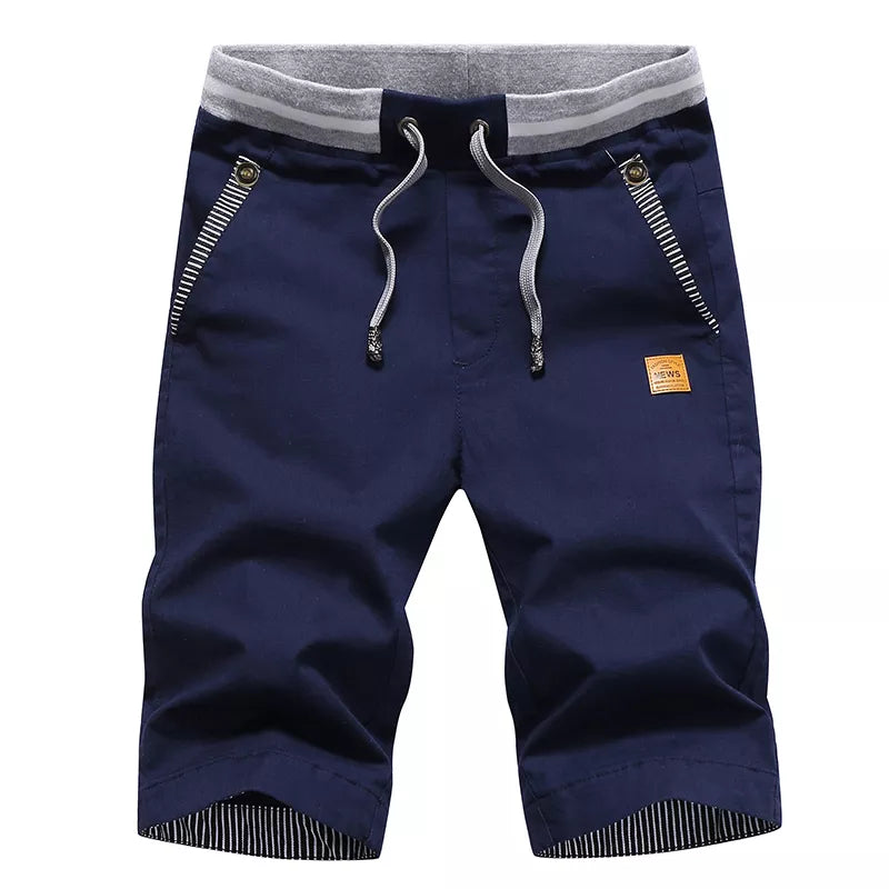 Men's Cotton-Linen Elastic-Waist Shorts