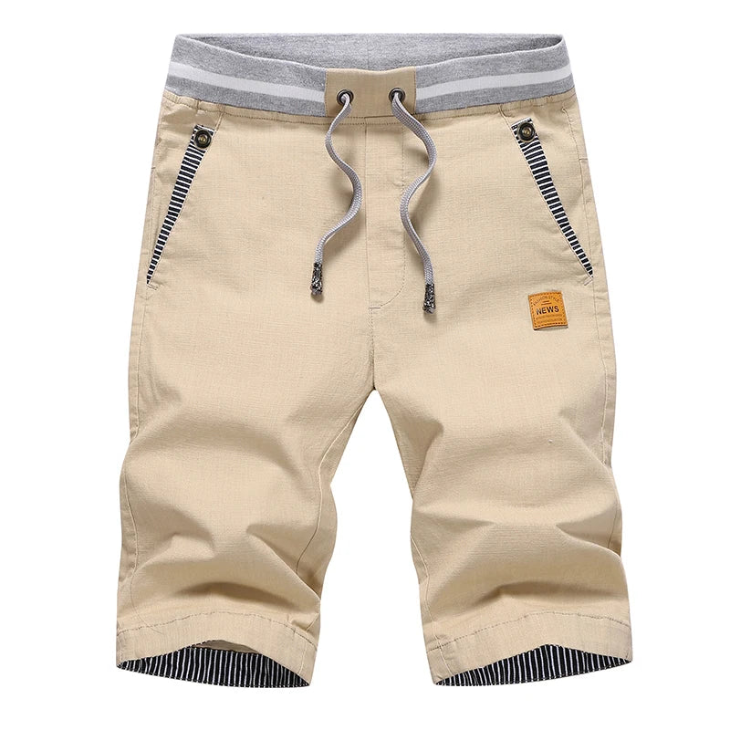 Men's Cotton-Linen Elastic-Waist Shorts