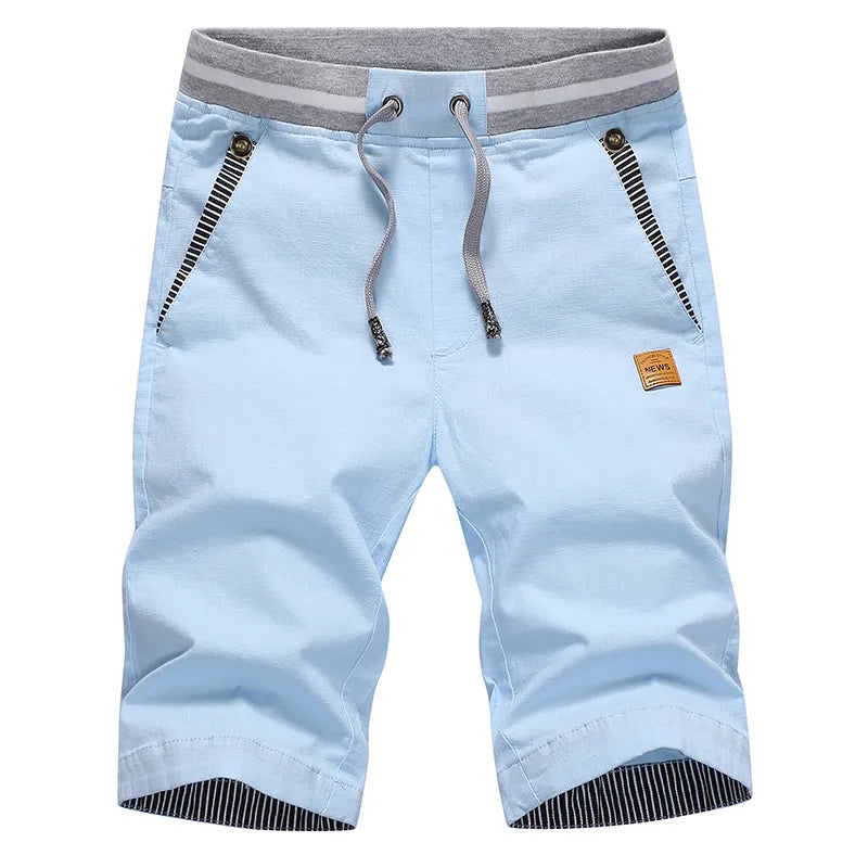Men's Cotton-Linen Elastic-Waist Shorts