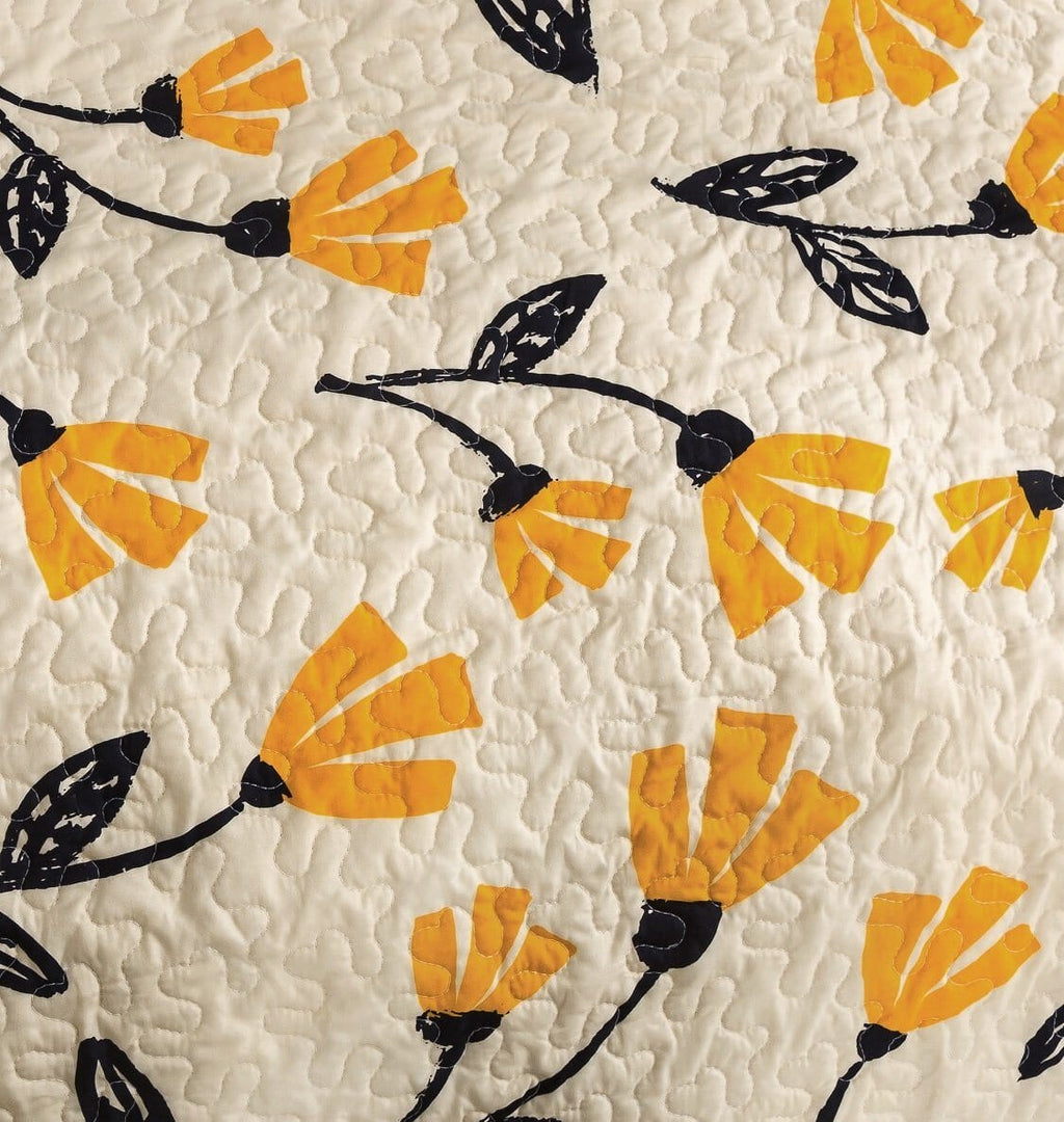 DaDa Bedding Yellow Fleur Floral Quilt Set