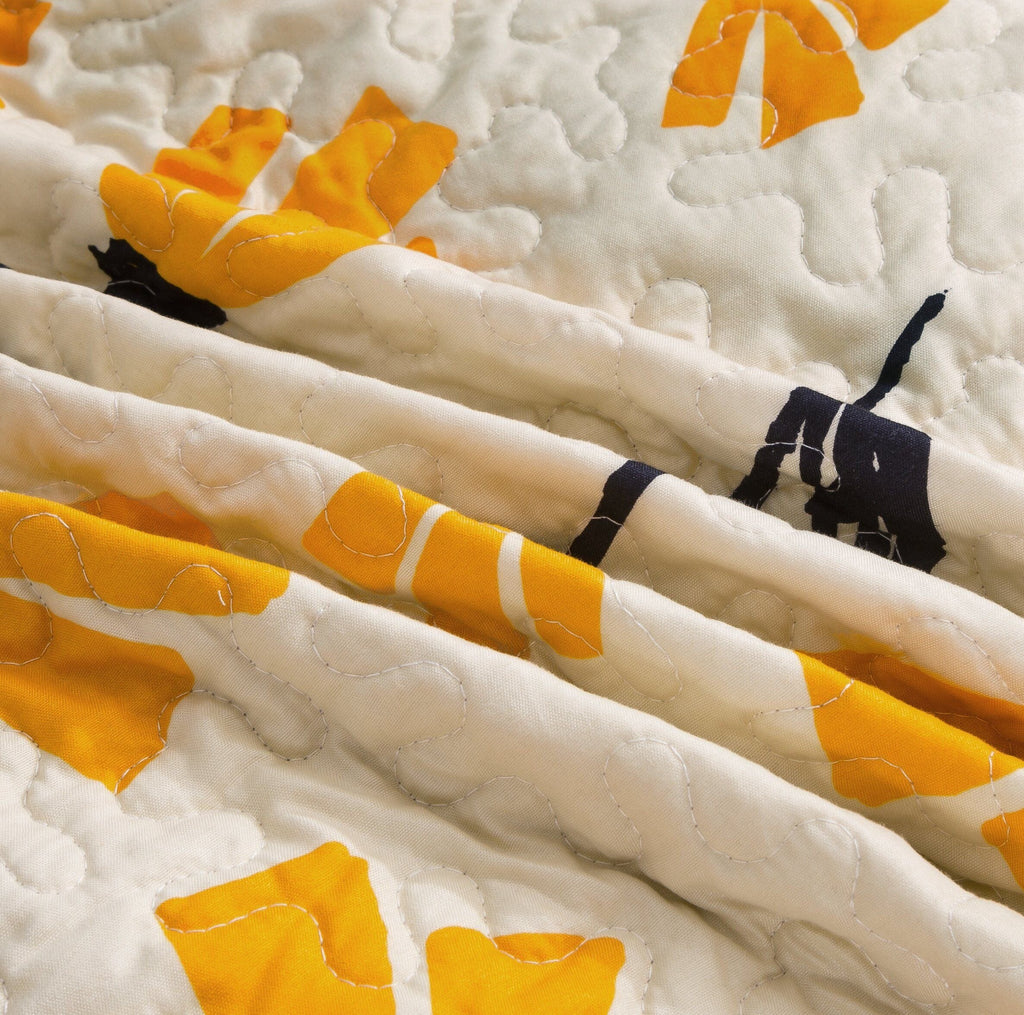 DaDa Bedding Yellow Fleur Floral Quilt Set