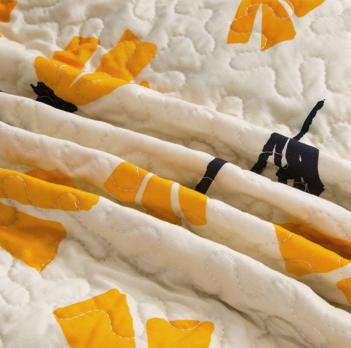 DaDa Bedding Yellow Fleur Floral Quilt Set