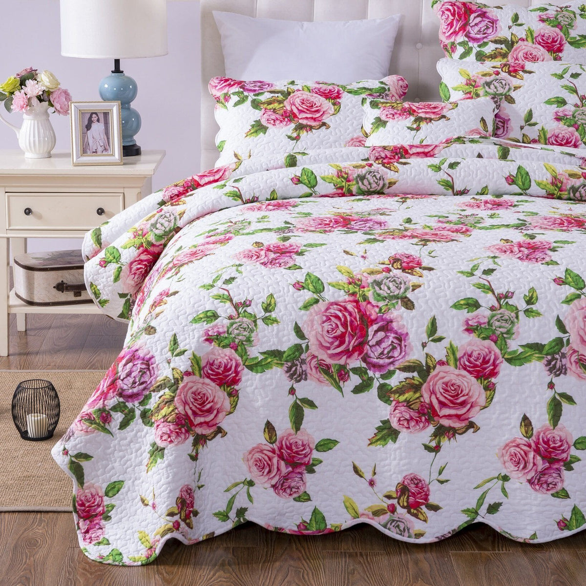 DaDa Bedding Romantic Roses Bed-in-a-Bag Set – Pink