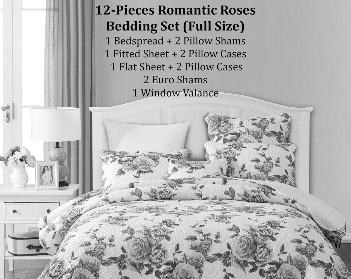DaDa Bedding Romantic Roses Bed-in-a-Bag Set – Pink