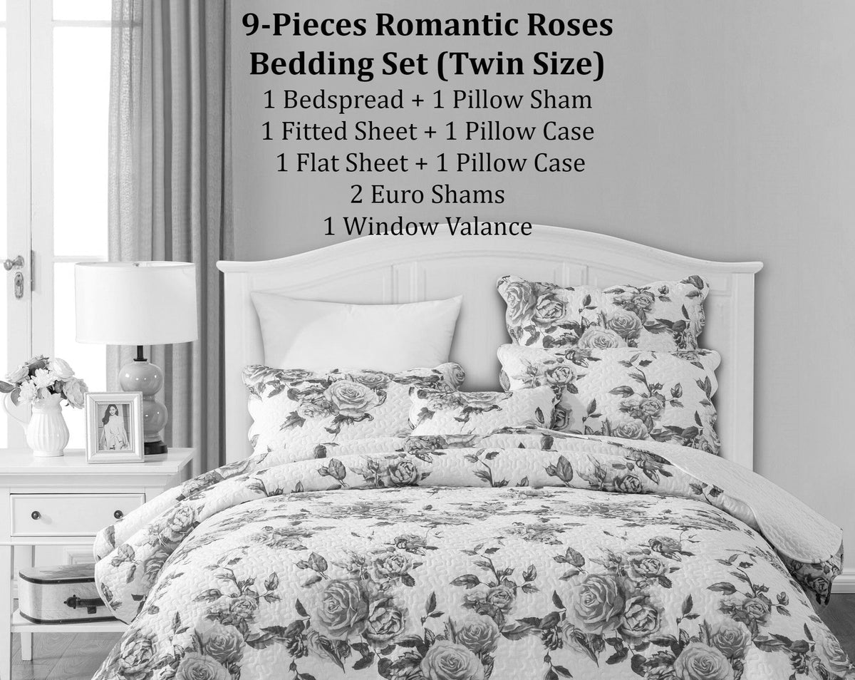 DaDa Bedding Romantic Roses Bed-in-a-Bag Set – Pink
