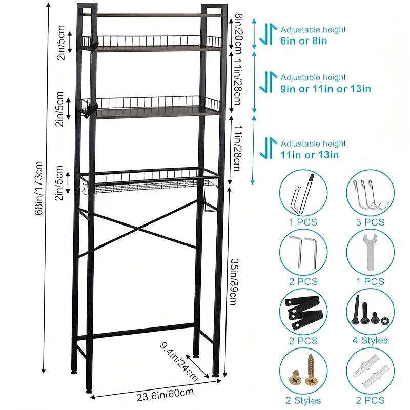 Over-the-Toilet Storage Rack – 4 or 5 Tiers