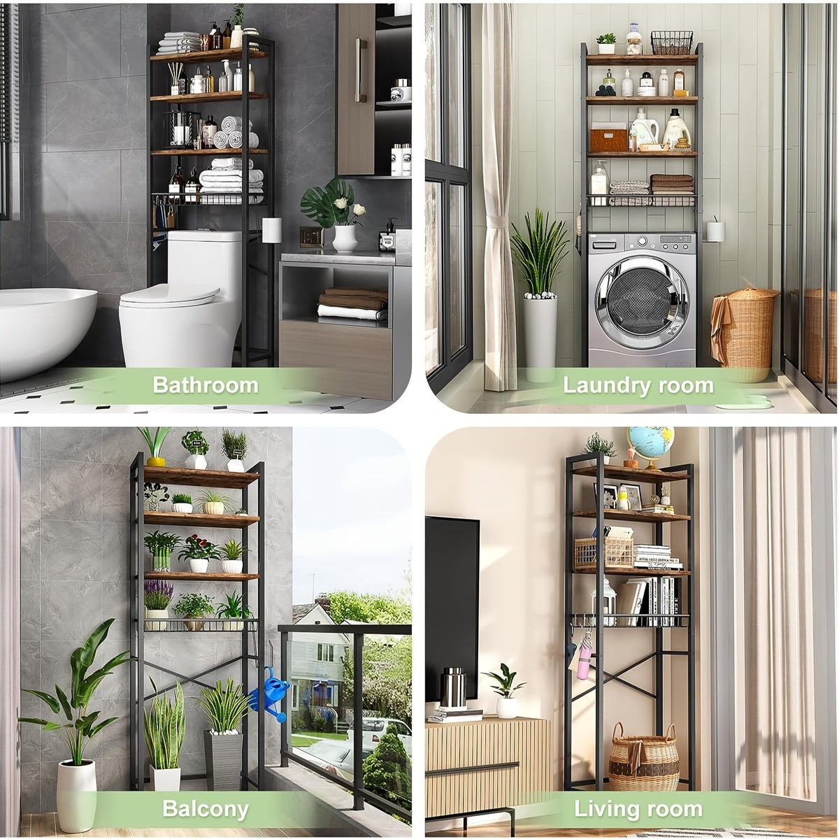 Over-the-Toilet Storage Rack – 4 or 5 Tiers