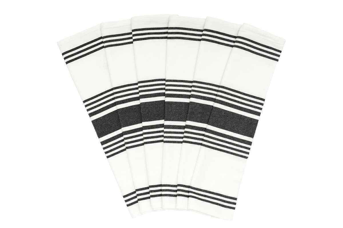 Striped Cotton Kitchen Towels – Set of 6