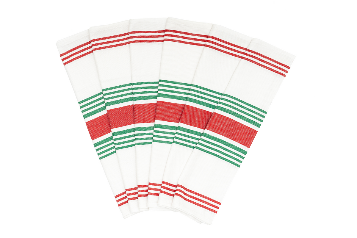 Striped Cotton Kitchen Towels – Set of 6