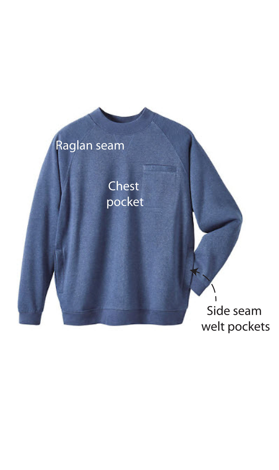 Men’s 3-Pocket Fleece Sweatshirt with Raglan Seams
