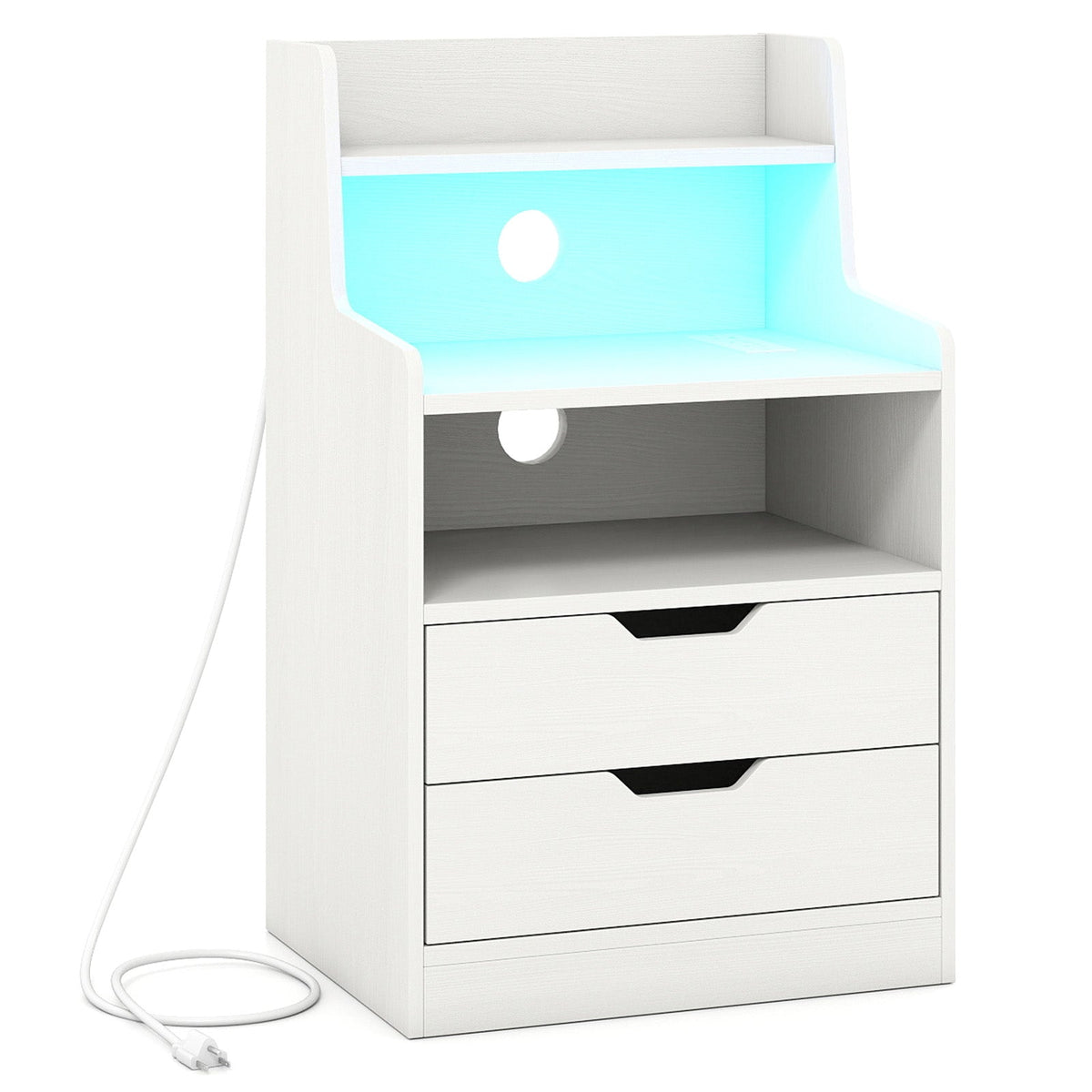 LED Nightstand with Charging Station