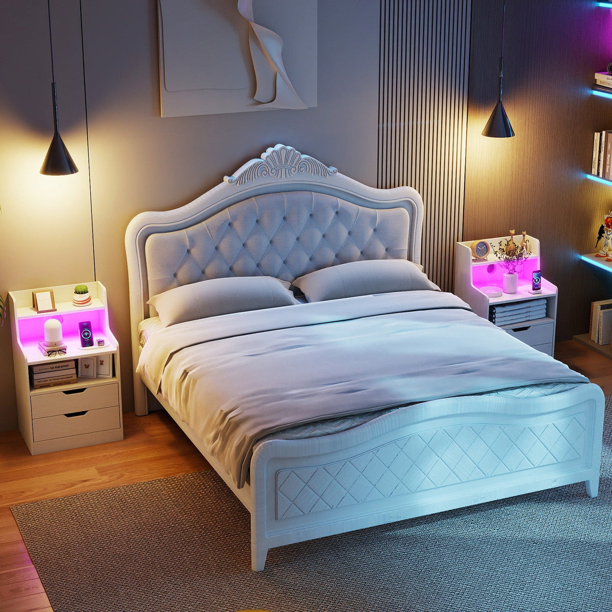 LED Nightstand with Charging Station