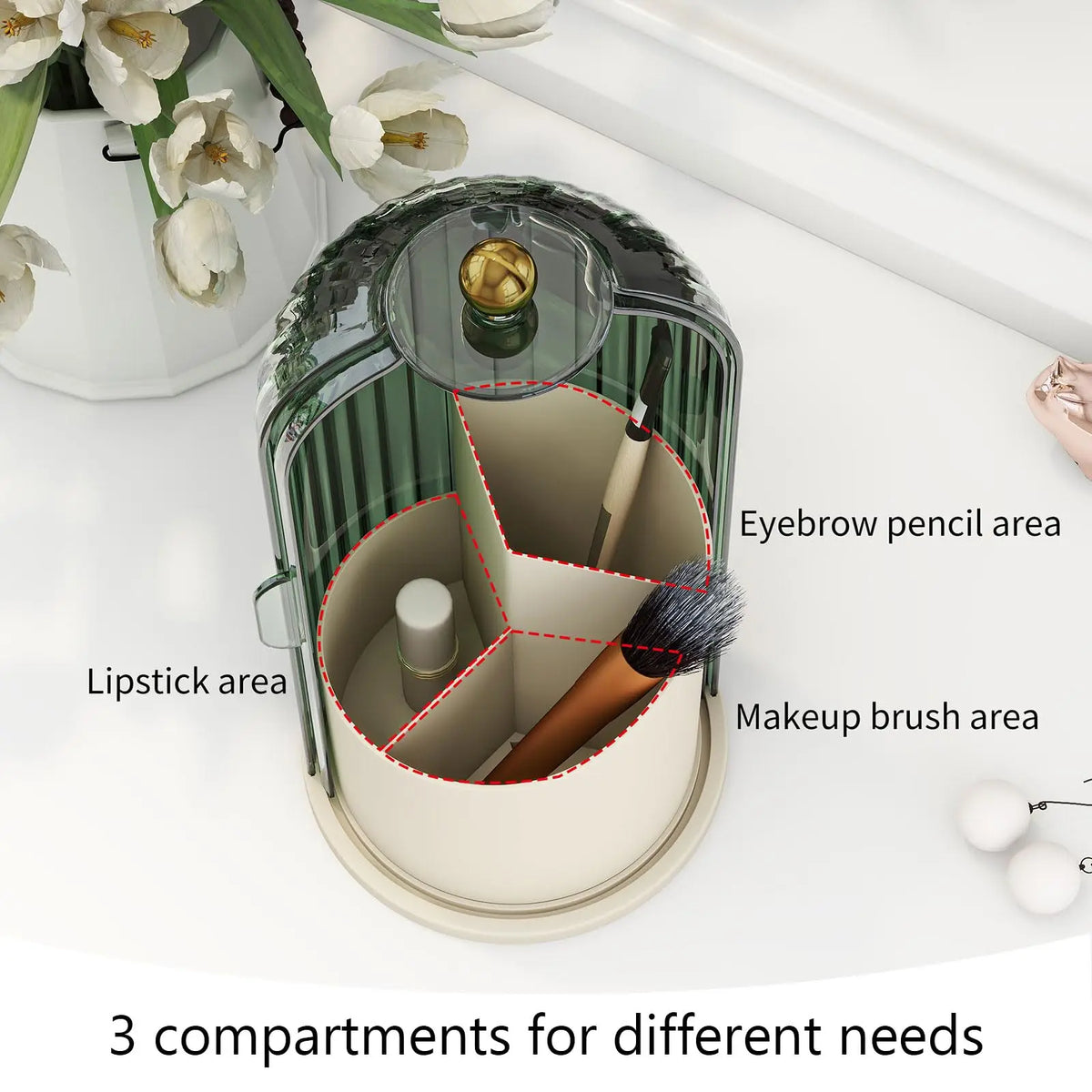 YOOLENS Rotating Makeup Brush Organizer with Lid