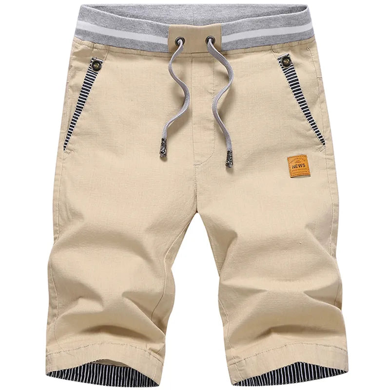 Men's Cotton-Linen Elastic-Waist Shorts