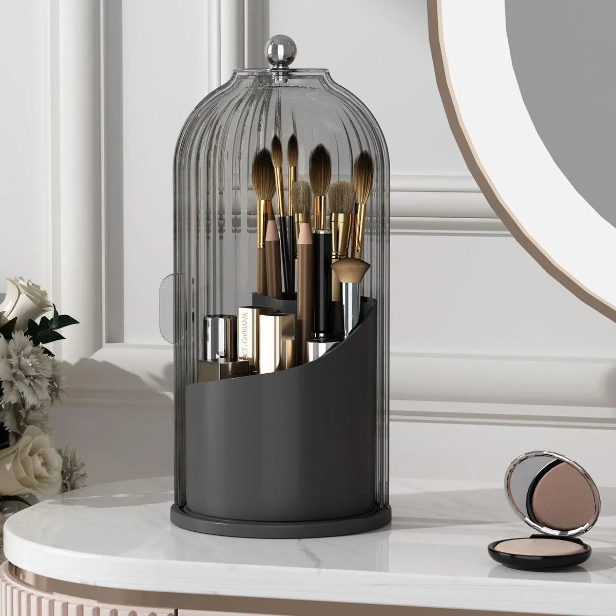 YOOLENS Rotating Makeup Brush Organizer with Lid