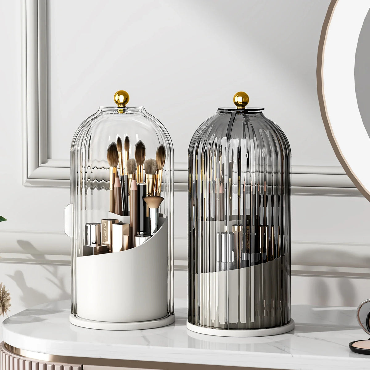 YOOLENS Rotating Makeup Brush Organizer with Lid