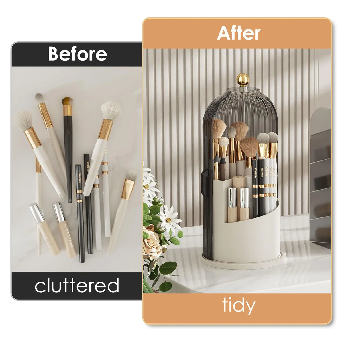 YOOLENS Rotating Makeup Brush Organizer with Lid