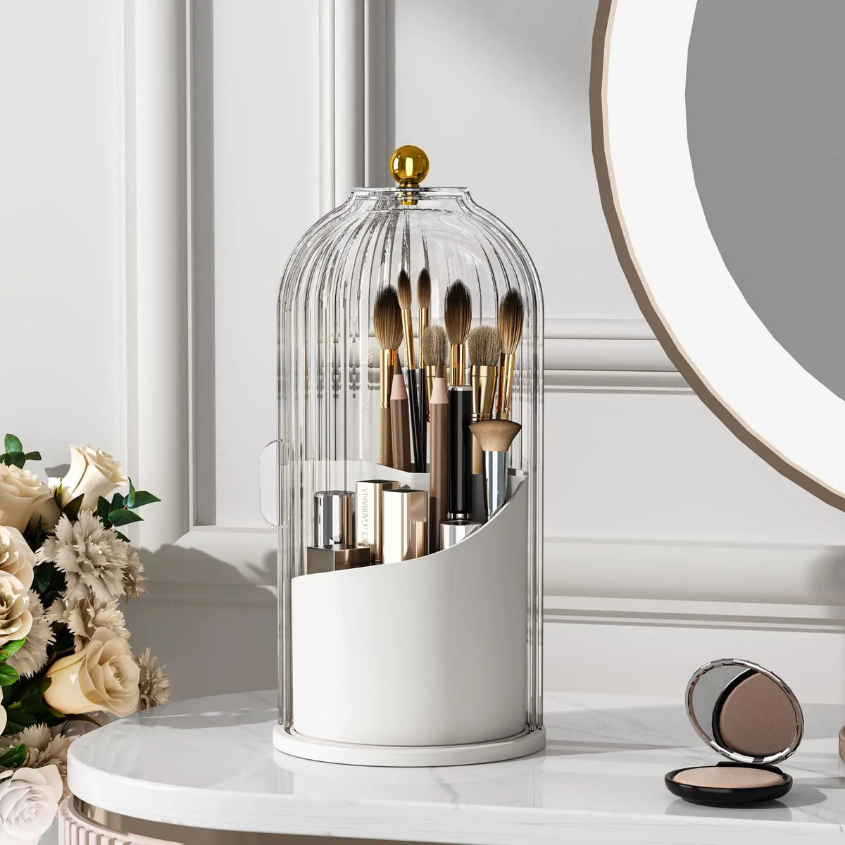 YOOLENS Rotating Makeup Brush Organizer with Lid