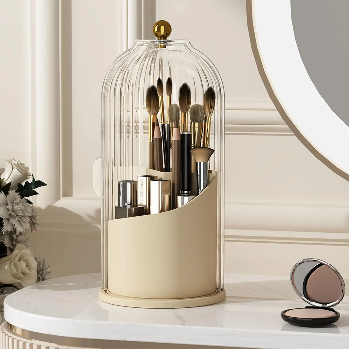 YOOLENS Rotating Makeup Brush Organizer with Lid