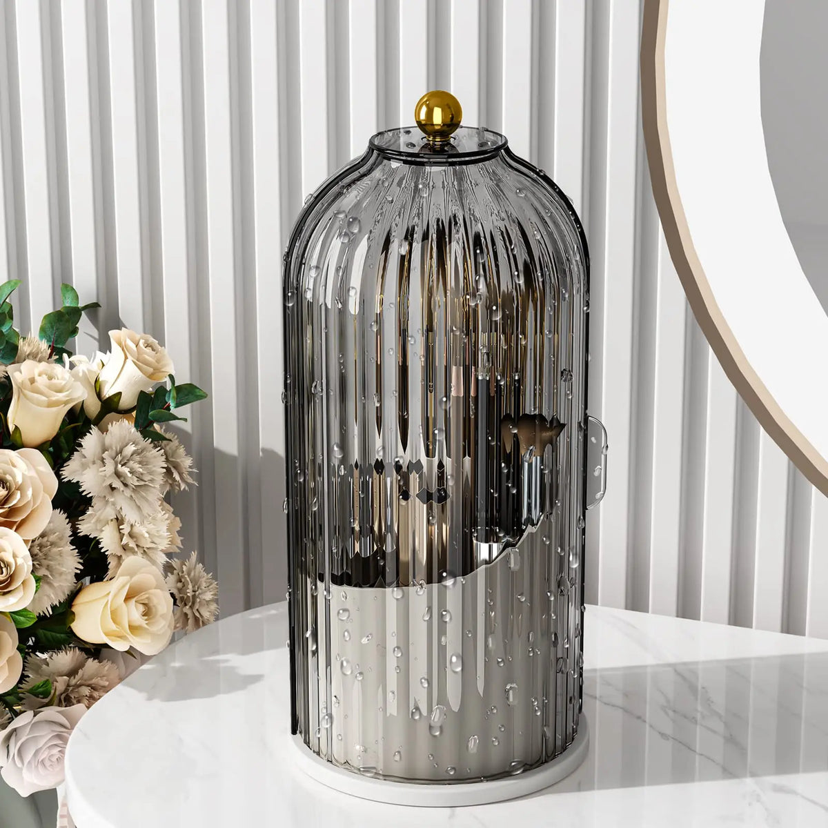 YOOLENS Rotating Makeup Brush Organizer with Lid