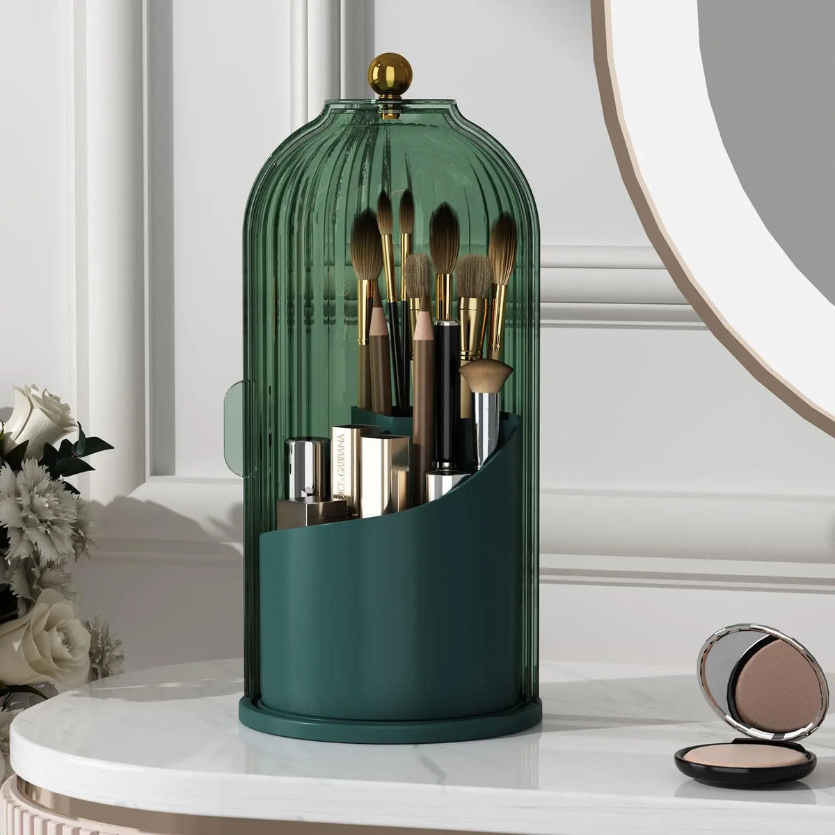 YOOLENS Rotating Makeup Brush Organizer with Lid