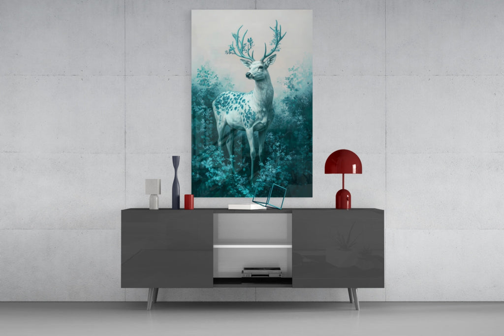 Mint Deer Glass Wall Art || Designer Collection