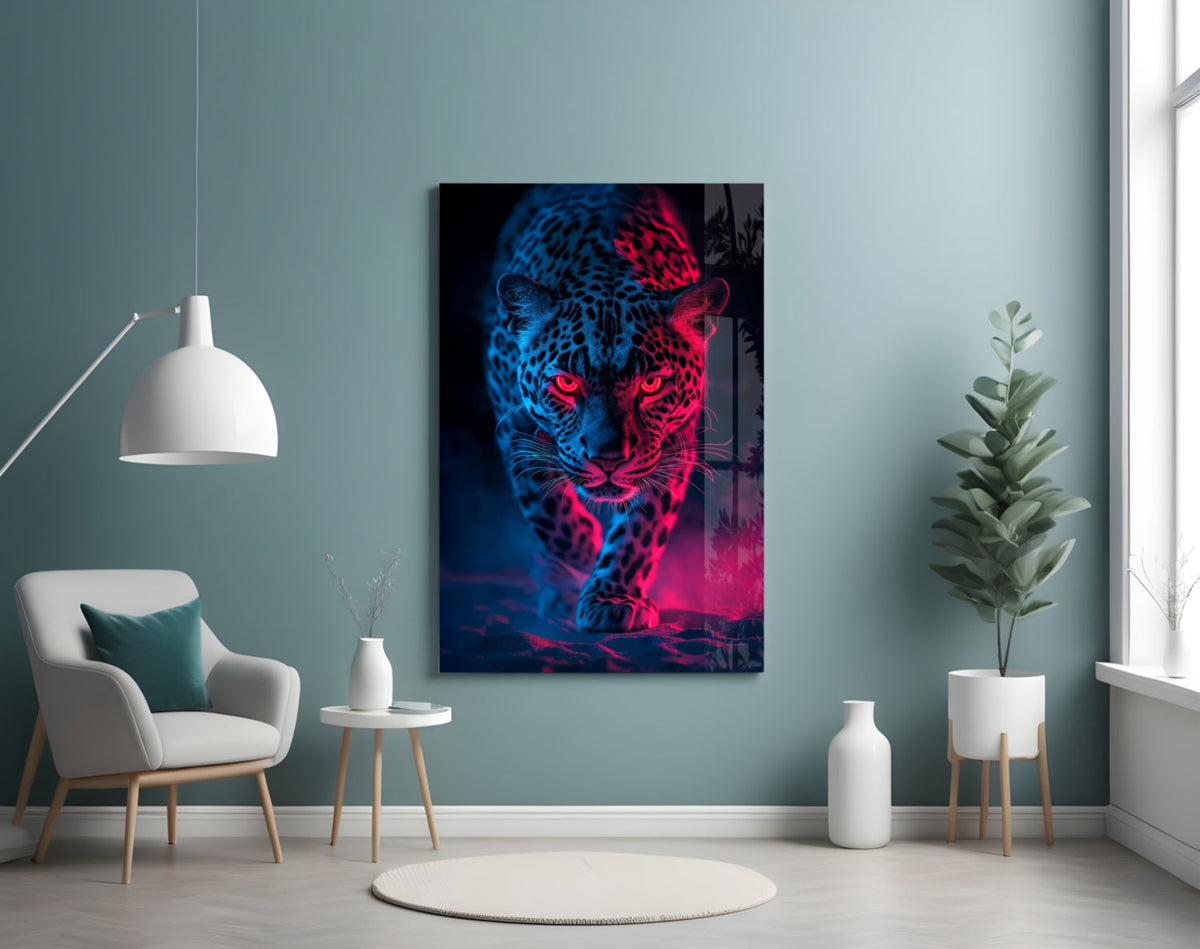 Neon Leopard Glass Wall Art – Designer Collection