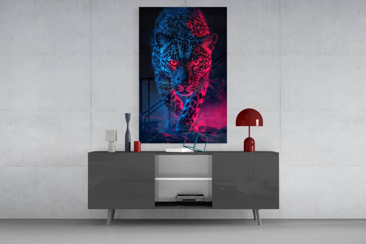 Neon Leopard Glass Wall Art – Designer Collection