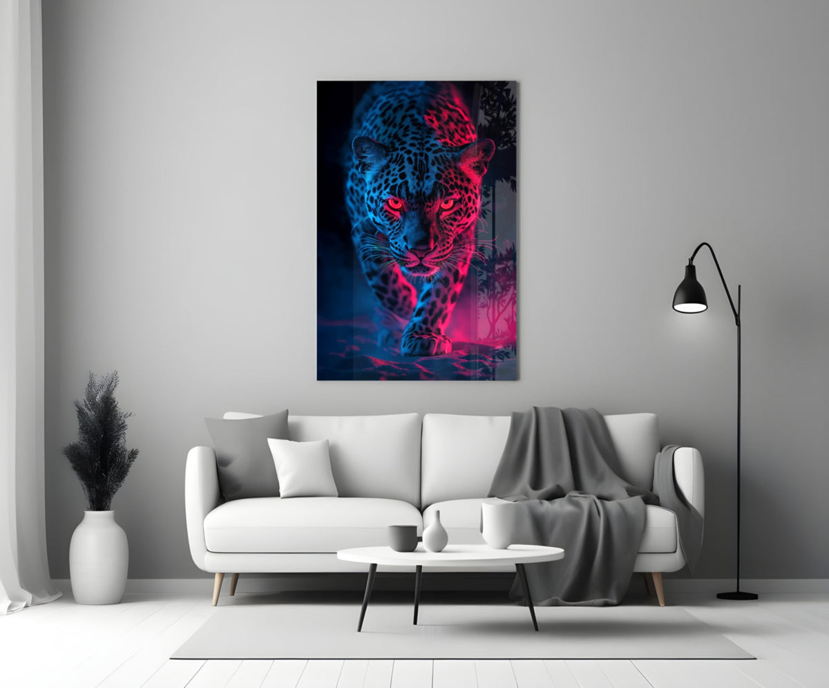 Neon Leopard Glass Wall Art – Designer Collection