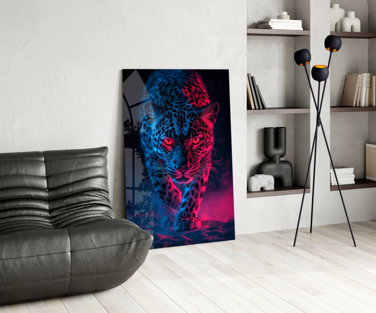 Neon Leopard Glass Wall Art – Designer Collection